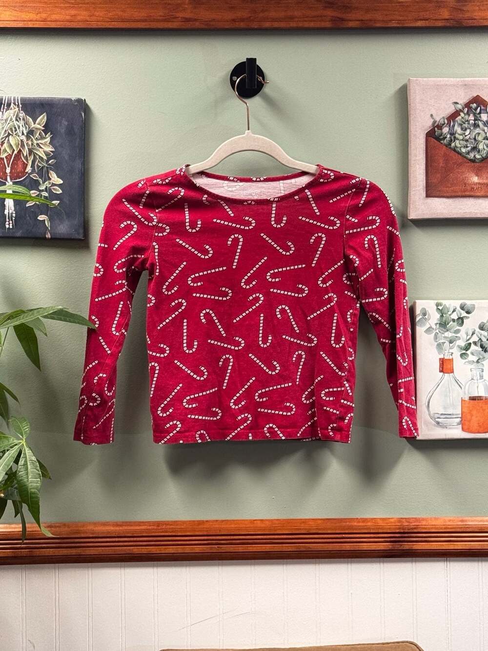 The Children's Place Red Long Sleeve Candy Cane Print Holiday Shirt